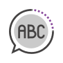 Bubble speech with the letter abc inside