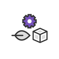 Illustration of cube, leaf and configuration Icon