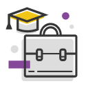 Briefcase with a graduation hat icon