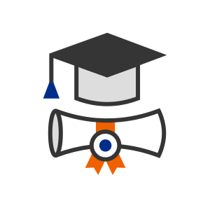 Icon of a diploma and a graduation hat